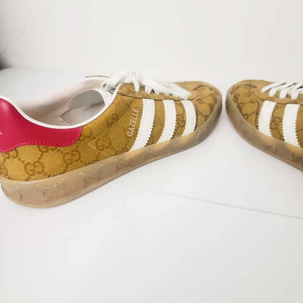 Gucci Adidas Gazelle GG Monogram Print Sneakers US 9.5/ UK 9